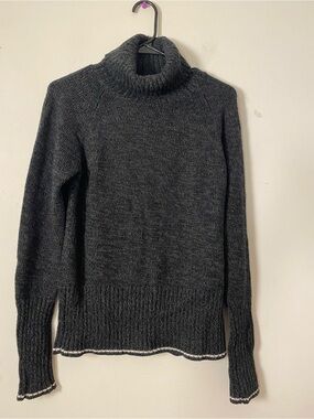 Icebreaker Merino wool Dark Gray Cowl Neck Sweater with Contrast Trim in Medium